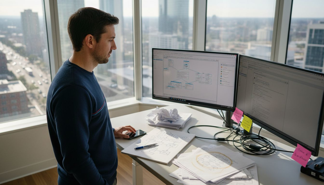 IT architect sketching Azure cloud architecture
